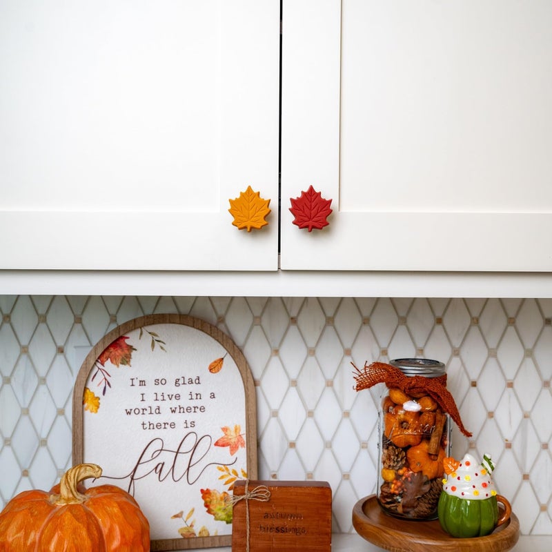 Knobēz : Decorative Knob Covers - Fall Leaf - 12pk - Stretch Over Hardware Decorations, Cozy Seasonal Autumn Colors, Kitchen-Bathroom-Dressers-Home - Image 2